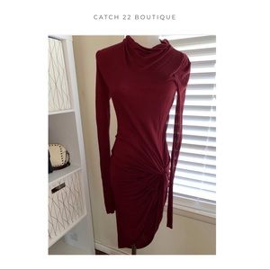 Helmut Lang Maroon Asymmetrical Dress sz S